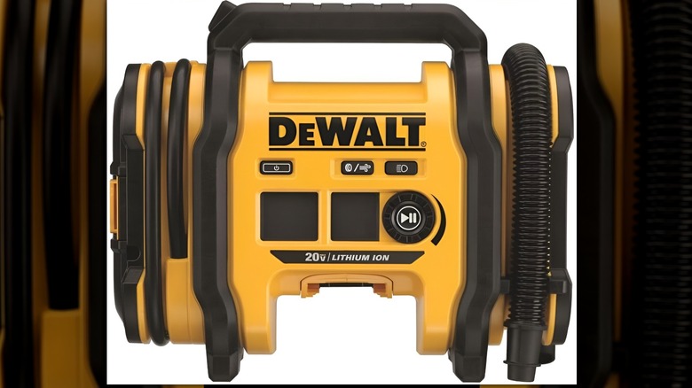 DeWalt tire inflator on white background