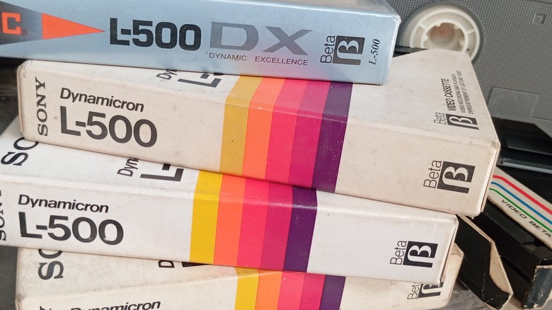 blank Betamax tape boxes