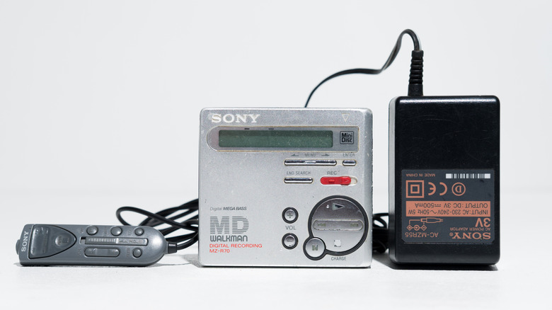 Sony MiniDisc Walkman and charging brick