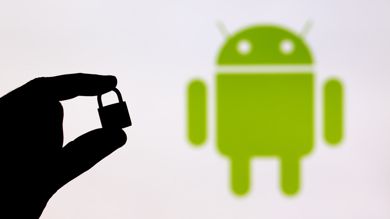 lock silhouette next to Android logo