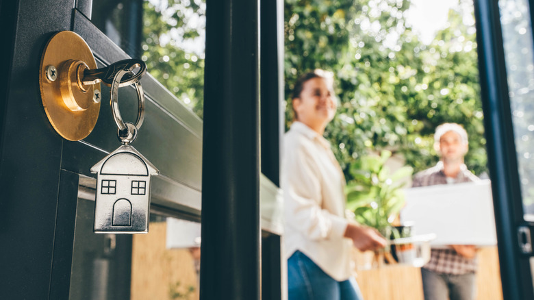 Two people moving into new home