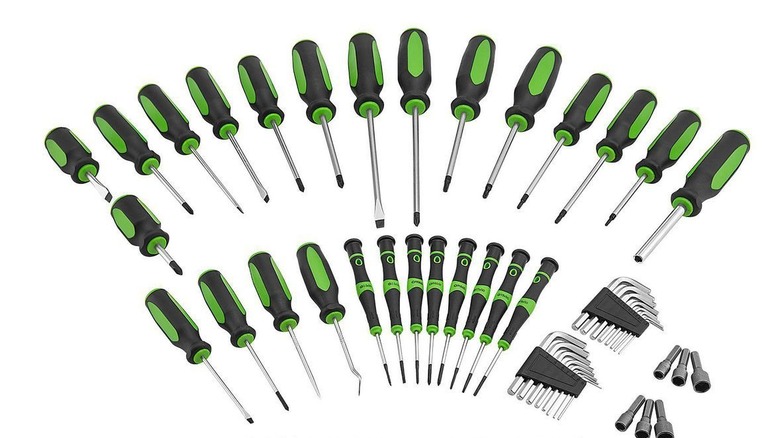 Screwdriver set on white background