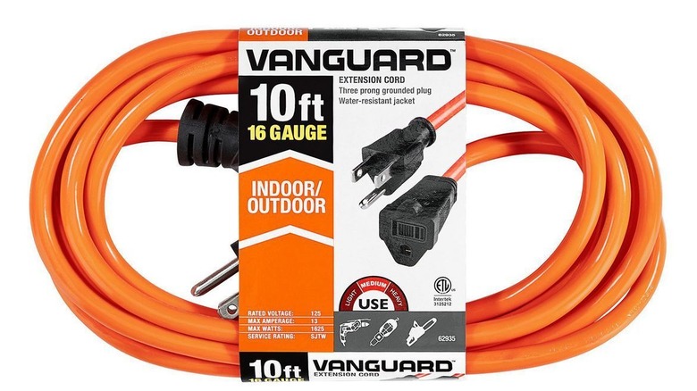 Vanguard extension cord on white background