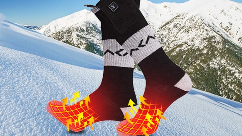 Socks on snowy hill