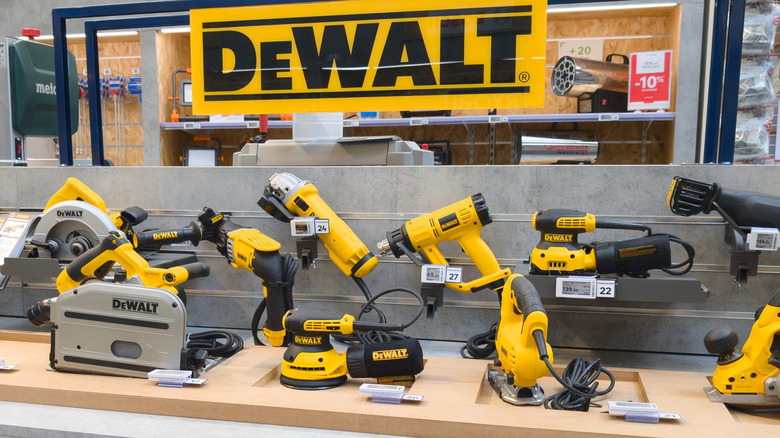 DeWalt tools on display