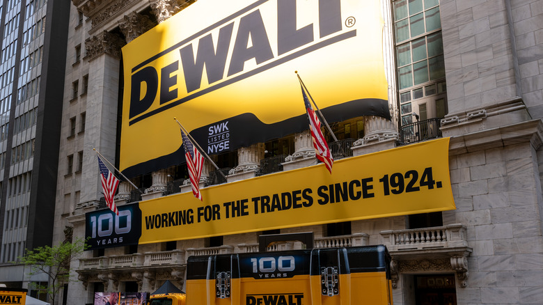 Dewalt banner on building