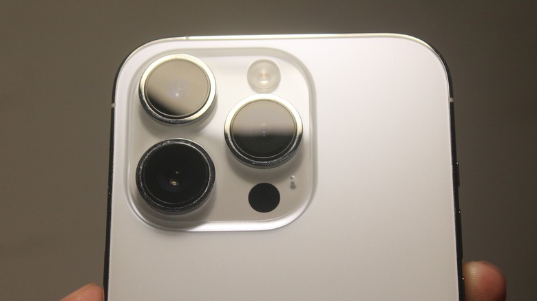 Closeup view of iPhone cameras 