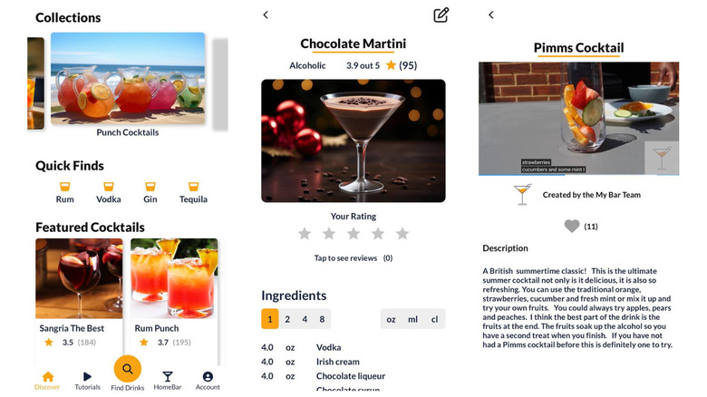 My Bar recipes on iPhone