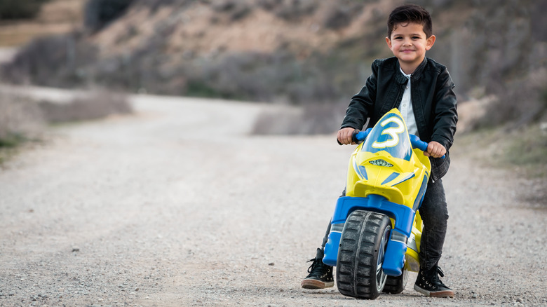 Child riding a motorcycle