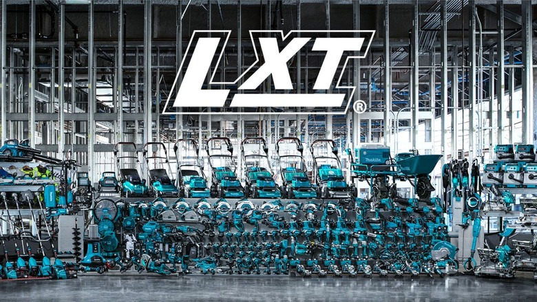 All of Makita's LXT tools lined up in one photo