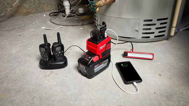 Power source charging phone and walkie talkies