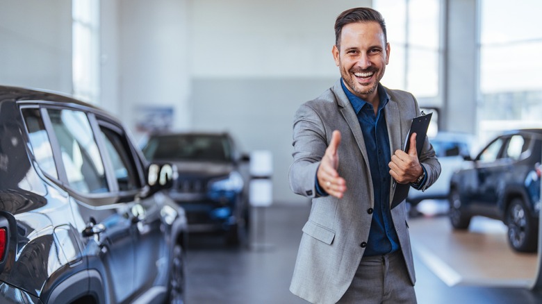 An overly-enthusiastic car salesperson