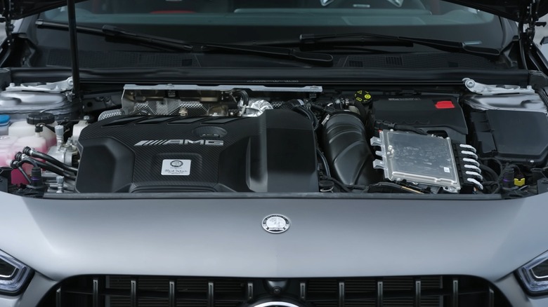 engine bay of the Mercedes-AMG CLA 45 S