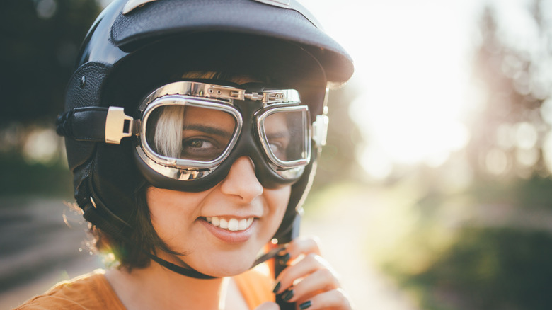 A rider with riding goggles