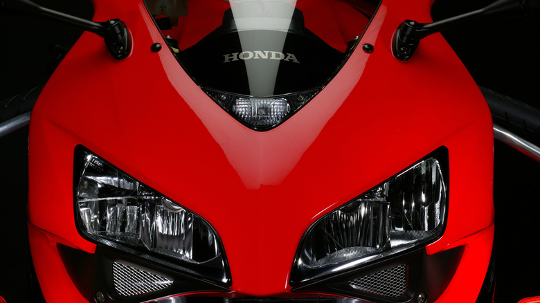 Close up of Honda motorcycle front fairing