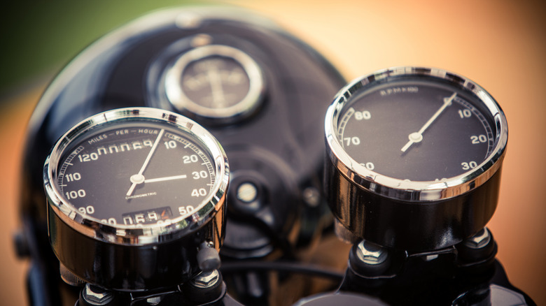 Close up of motorcycle dash