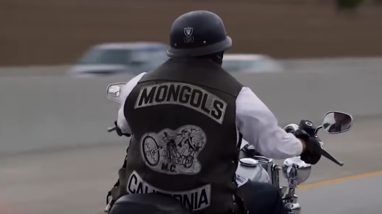 Mongols MC rider on Harley-Davidson