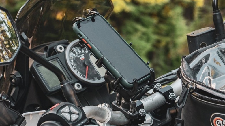 Ram Quick-Grip XL holding smartphone on motorcycle