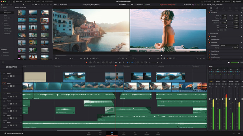 Screenshot of DaVinci Resolve's edit page 