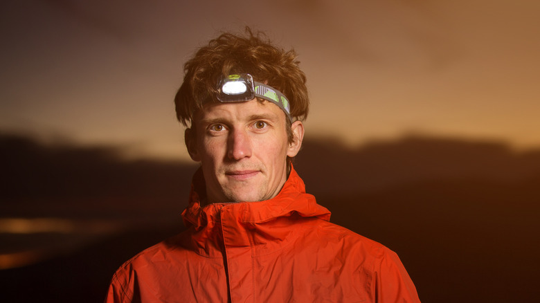 man wearing headlamp