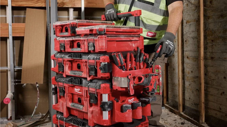 Packout Stack with Caddy Attachment in use