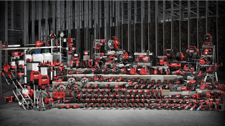 lots of Milwaukee M18 power tools