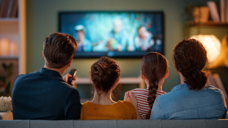 Family watching TV