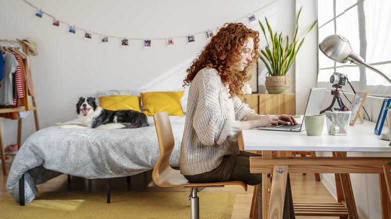 Woman working from home