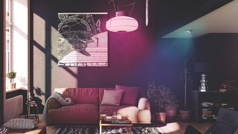 A LIFX smart light bulb in a living room