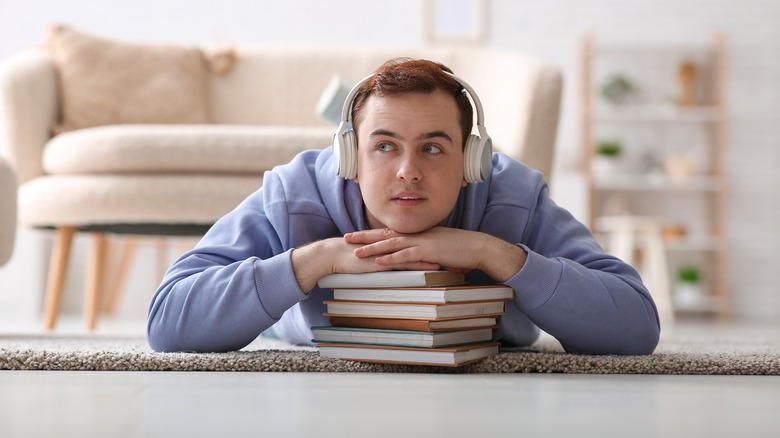 Person listening to audiobooks