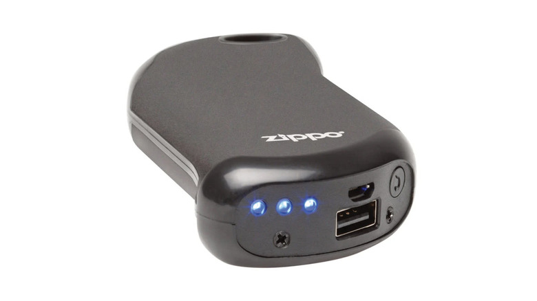 Black Zippo HeatBank 9s Rechargeable Hand Warmer shown from the bottom up