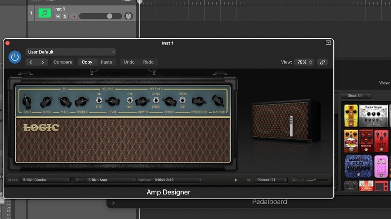 Amp Designer and Pedalboard plugins in Logic Pro