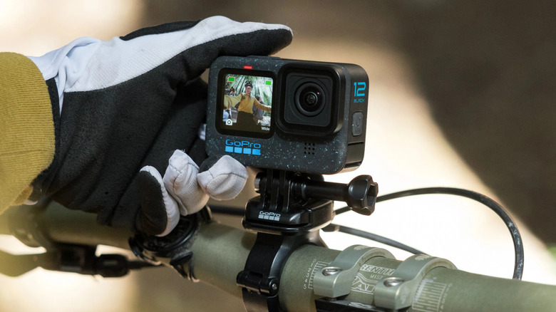 GoPro Hero 12 Black attached to handlebars