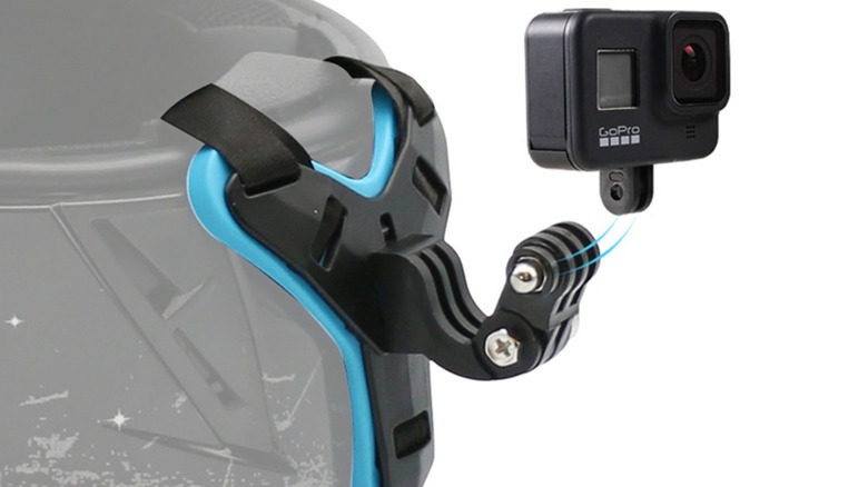 Surewo Motorcycle Helmet Chin Strap Mount attaching to helmet