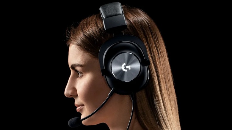 Person wearing Logitech gaming headset