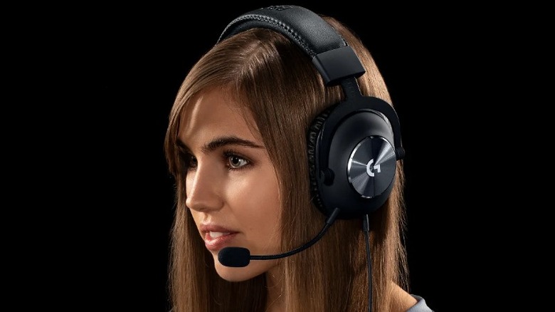 Person wearing Logitech gaming headset