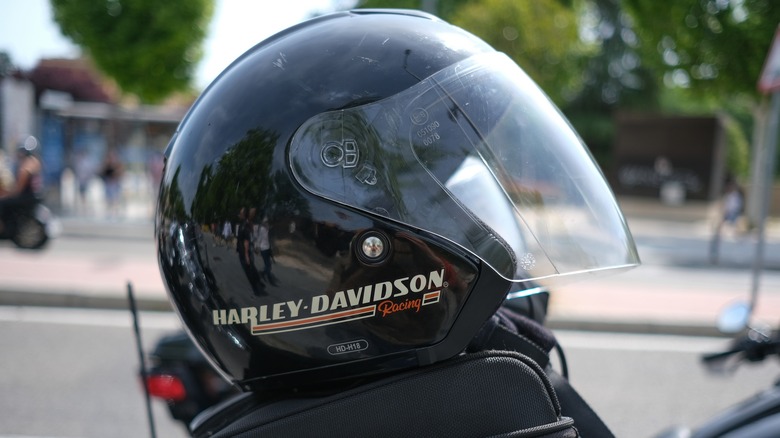 Harley-Davidson helmet on bike