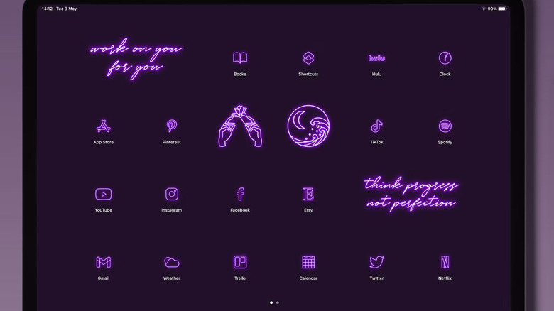 SanArtStudioo Purple Neon iPad Desktop Icons