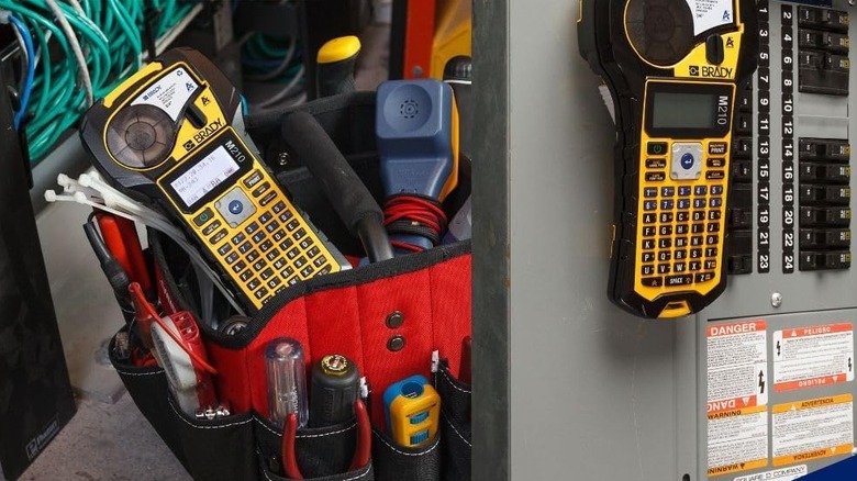 Brady label maker inside tool box and hanging