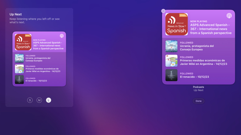 Apple Podcasts Up Next widget