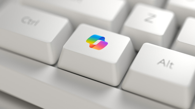 Colored Copilot AI key on a white computer keyboard