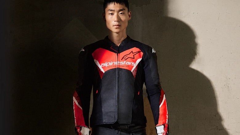 Rider wearing Alpinestars motorcycle jacket