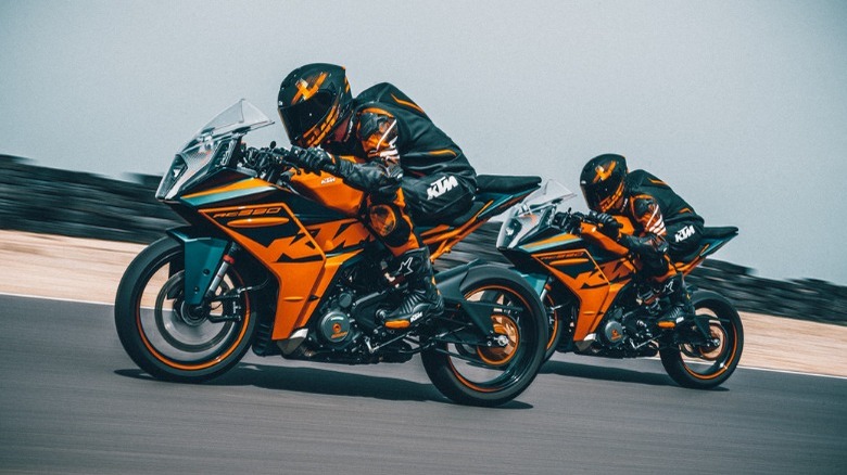 Two riders on KTM RC 390s