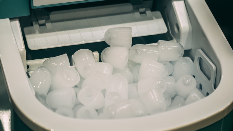 Bullet ice in a portable ice maker