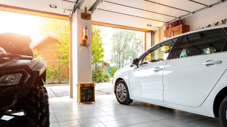 Garage with open door