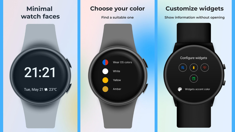 diagrammatic features of minimal watch face app