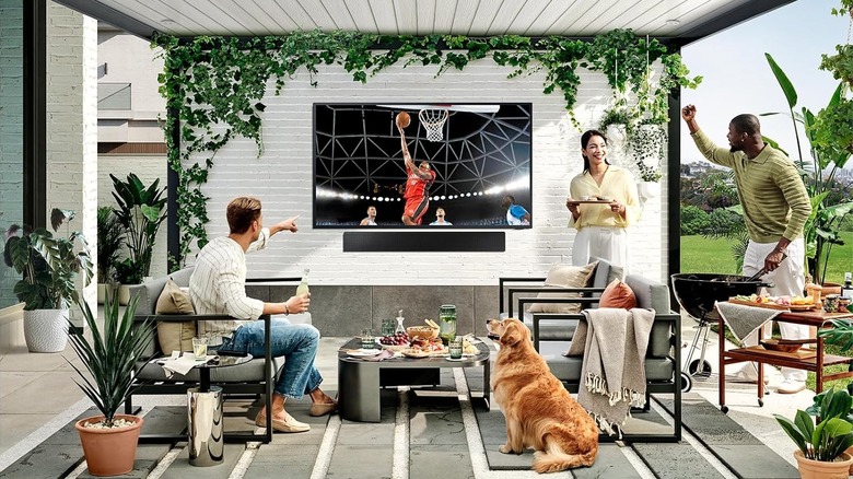 Samsung The Terrace outdoor TV in covered patio