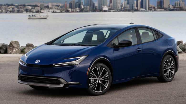 Toyota Prius hybrid parked seaside