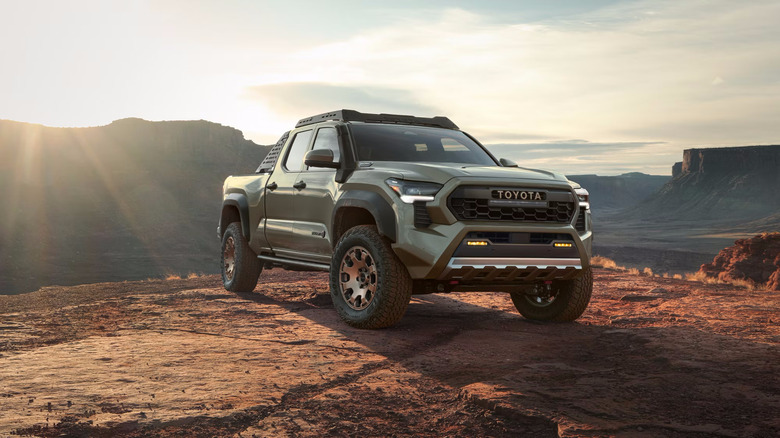 green 2025 Toyota Tacoma parked on top of mesa