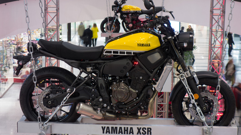 Yamaha XSR700 ceiling showroom display